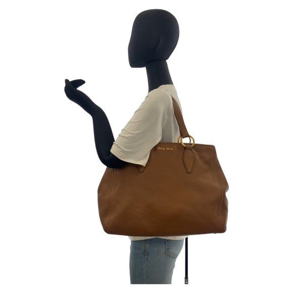 MIU MIU Brown Leather Shoulder Bag - Picture 7 of 10